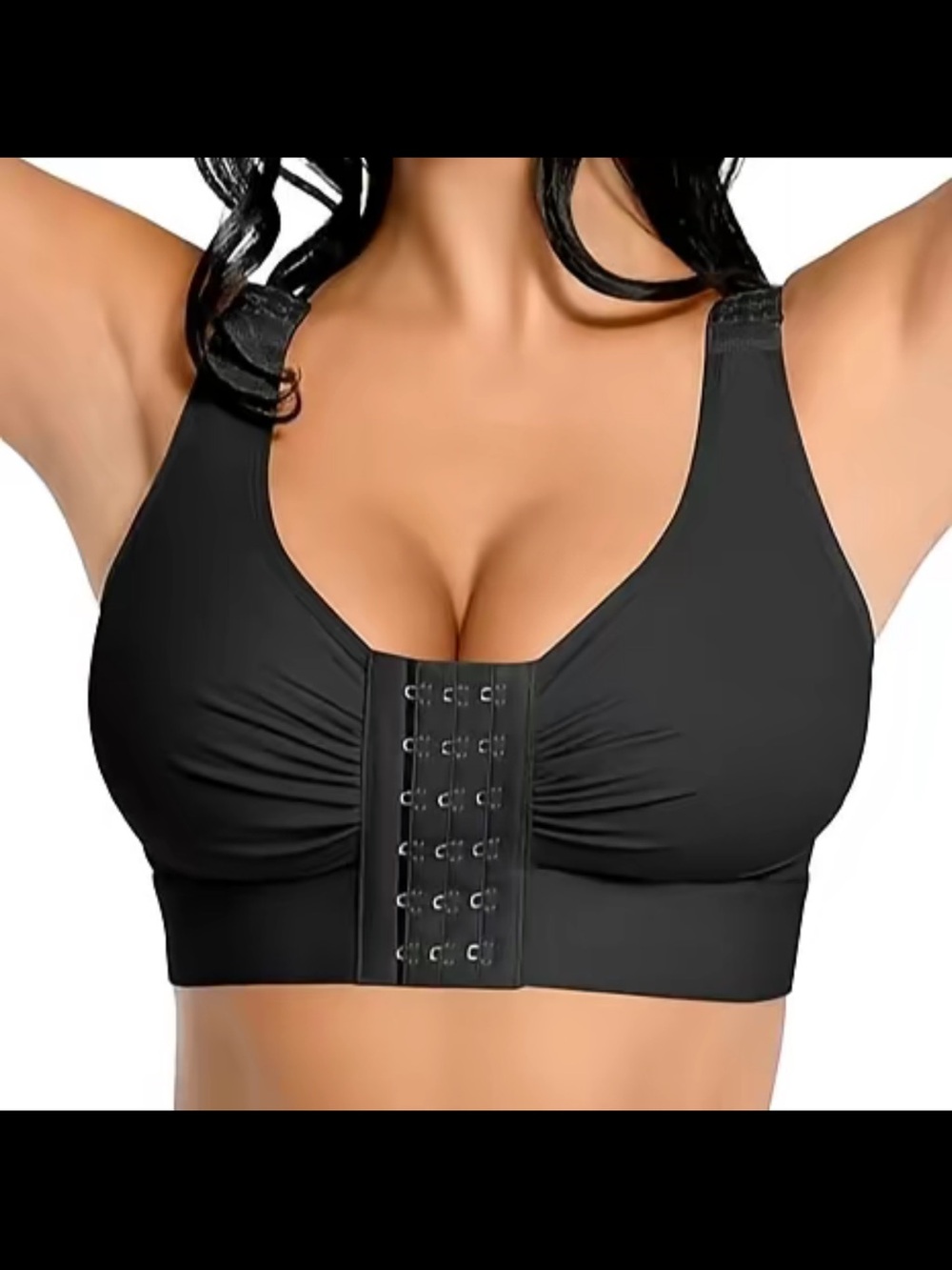 Front-Close Black Comfort Support Bra